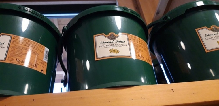 Nouveauté : la moutarde en seau de 5kg, Vinay, La Halle Fermière